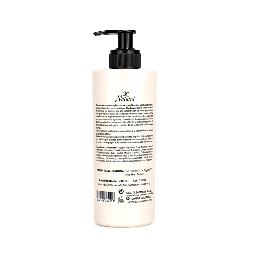 Crema Natural de Piel Restauradora Karite (390g)