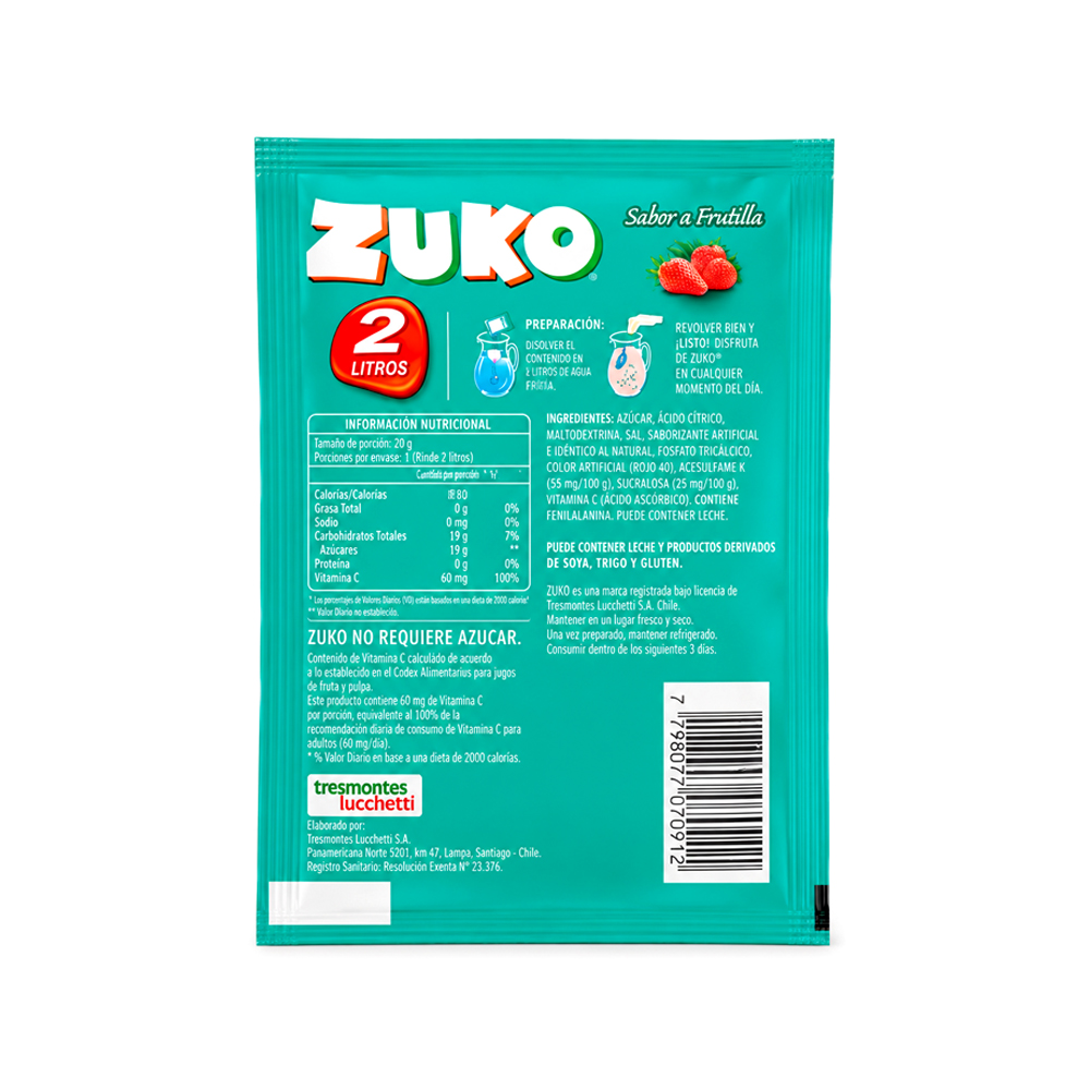 Pack de 10uds de Refresco Zuko de Frutilla (20g)