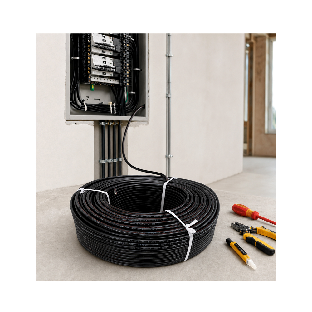 Cable Eléctrico Q7-LUMINA con Conductor Trenzado y Cubierta de Nailon Negro (100m)