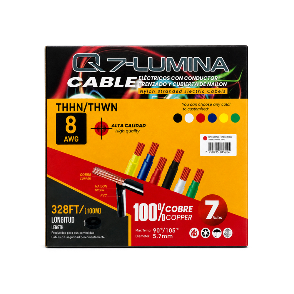 Cable Eléctrico Q7-LUMINA con Conductor Trenzado y Cubierta de Nailon Rojo (100m)