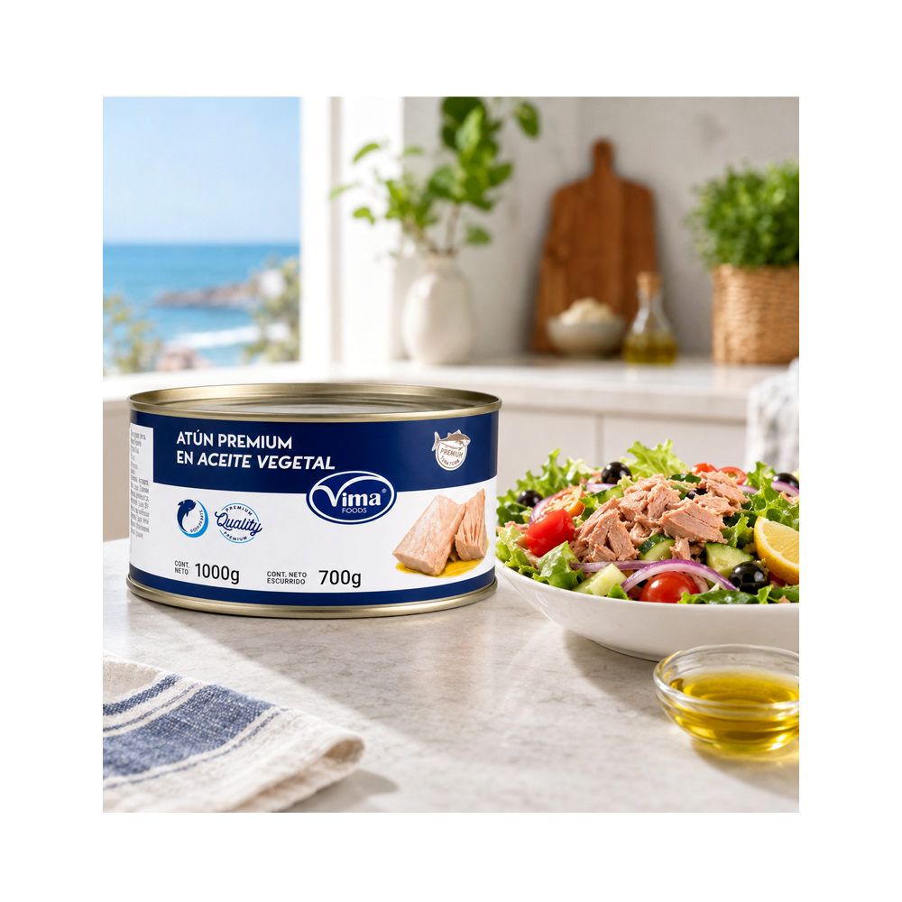 Atún  Premium en  Aceite Vegetal Vima (1000g)