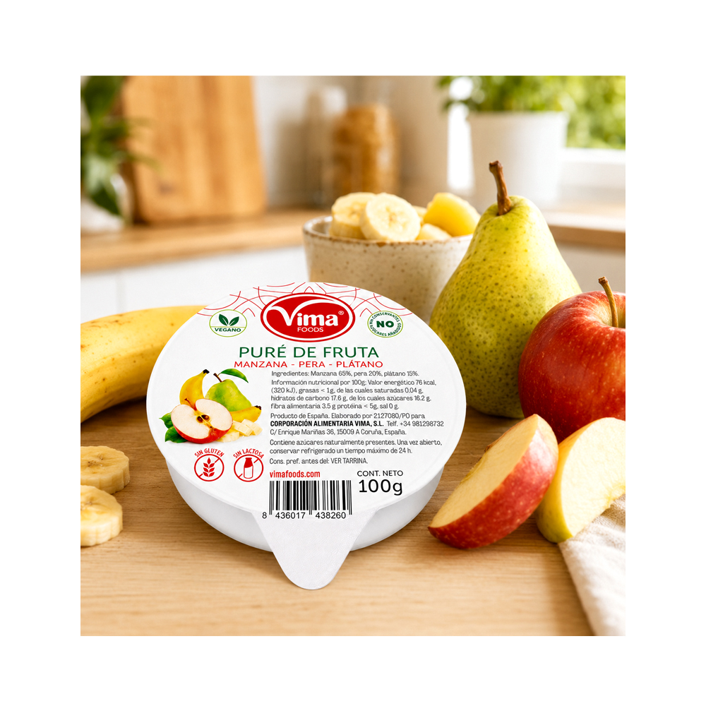 Puré de Frutas de Manzana-Pera-Plátano Vima (100g)