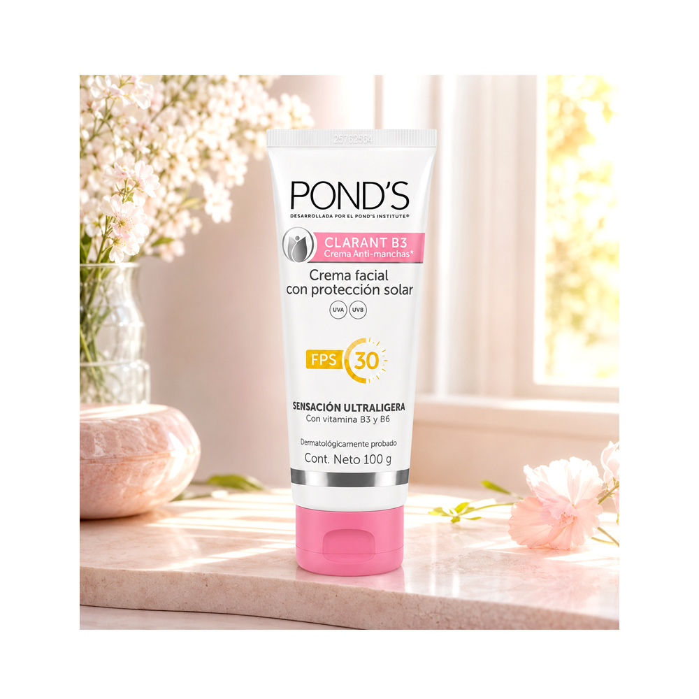Crema Facial POND'S con Protección Solar, Vitamina B3 y B6 (100g)