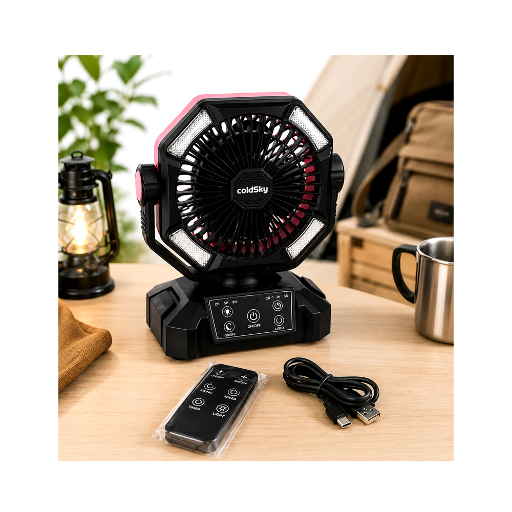 Ventiladores Recargables ColdSky Color Rosado (7w)