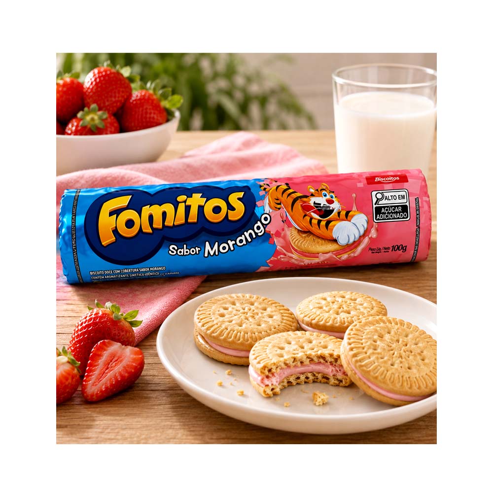 Galletas Rellenas Fomitos Sabor Morango (100g)