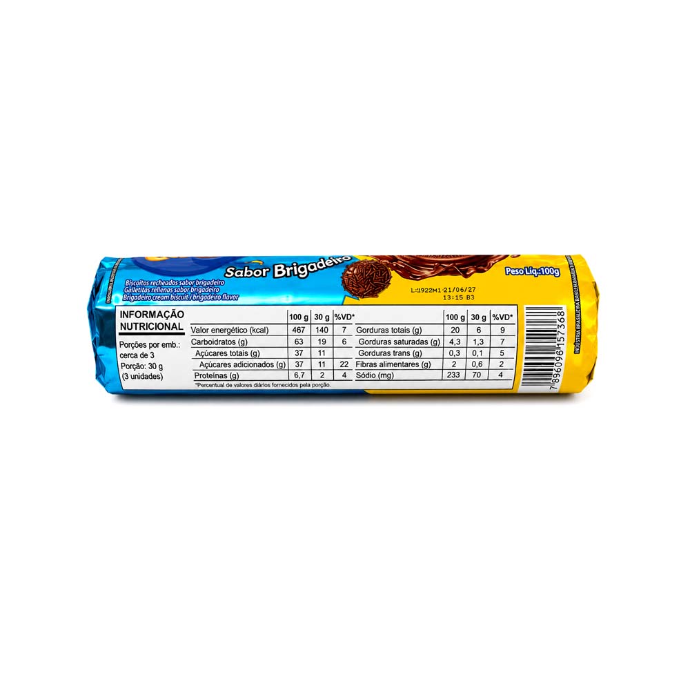 Galletas Rellenas Fomitos Sabor Brigadeiro (100g)