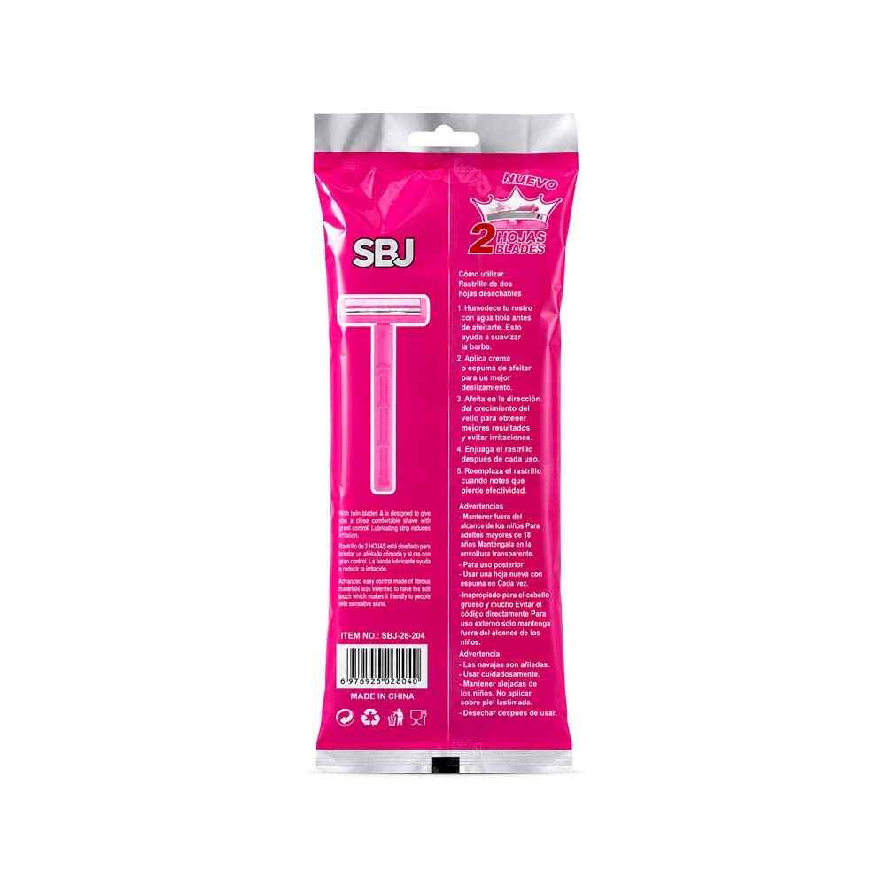 Paquete de 10uds de Cuchilla de Afeitar SBJ Color Rosado