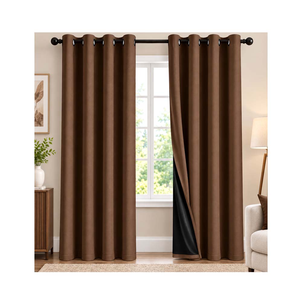 Cortinas de Argollas Tapa Sol Color Marrón (132x229cm)