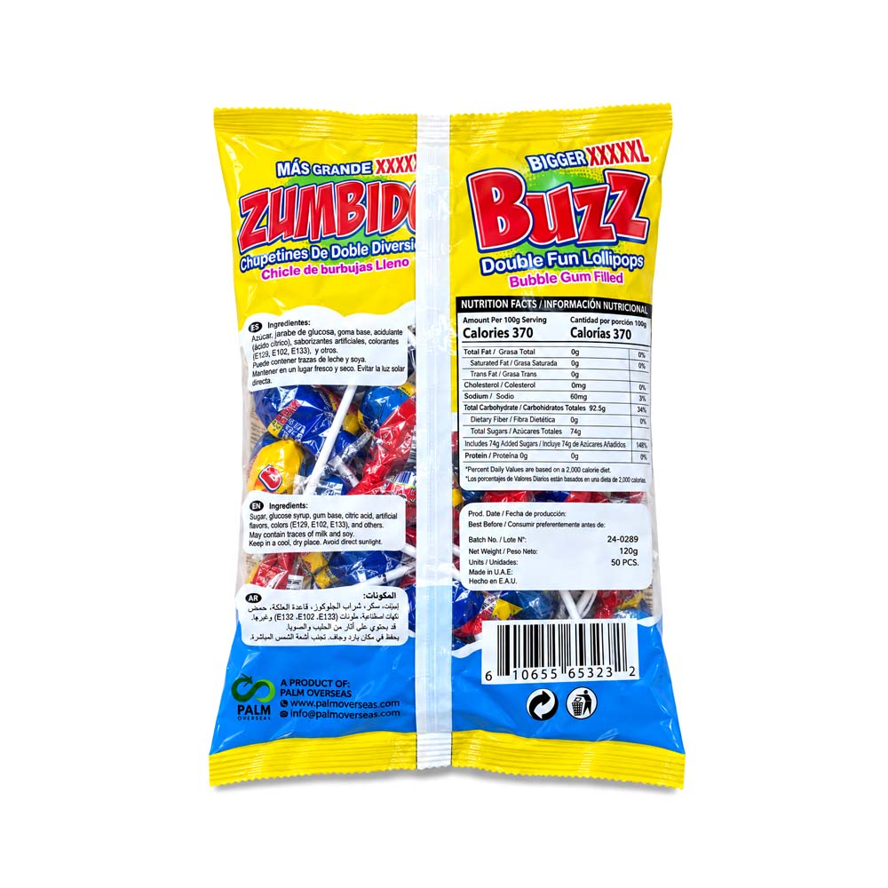 Pack de 10uds de Chupa-Chupa Buzz de Frutas