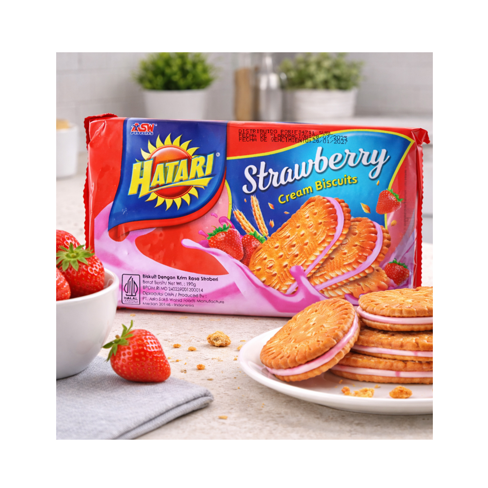 Galletas Rellenas de Crema de Fresa (190g)