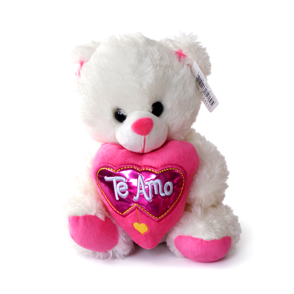 Peluche Oso Te Amo Blanco Corazón Rosa