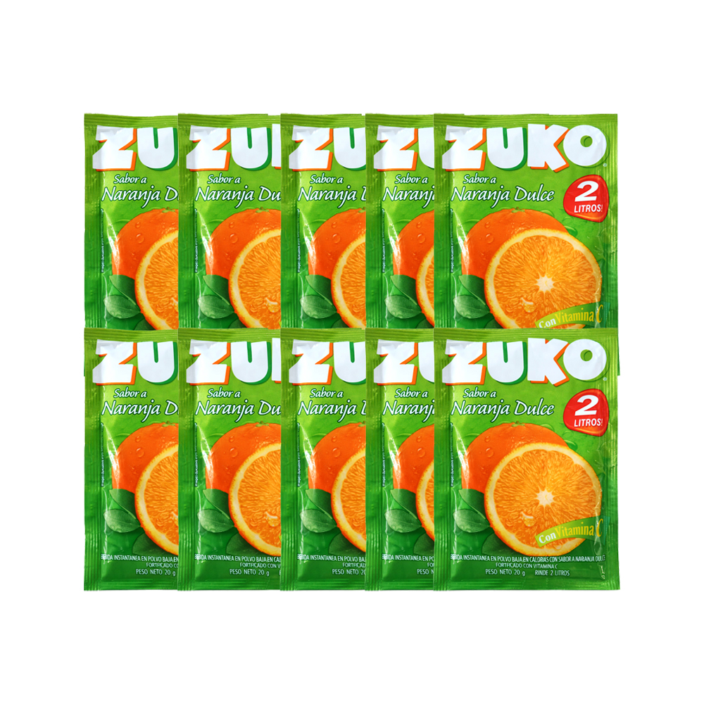 Pack de 10uds Refresco Zuko de Naranja Dulce (20g)