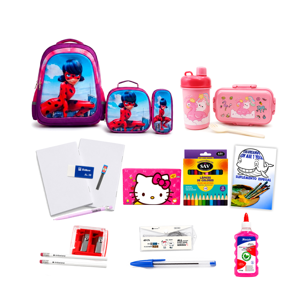 Combo Escolar para Niña Ladybug: Aprendiendo con Poderes