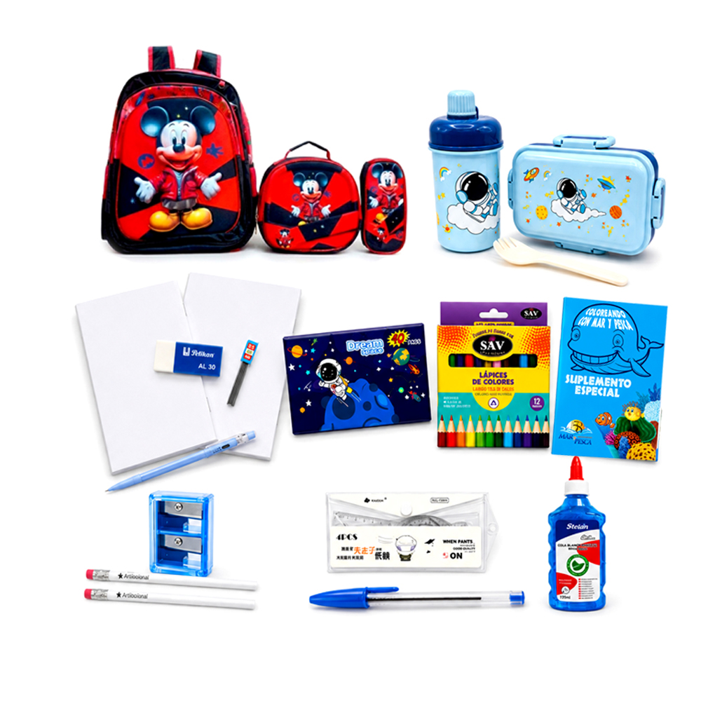 Combo Escolar para Niño Mickey Mouse: "Estilo de Astronauta"