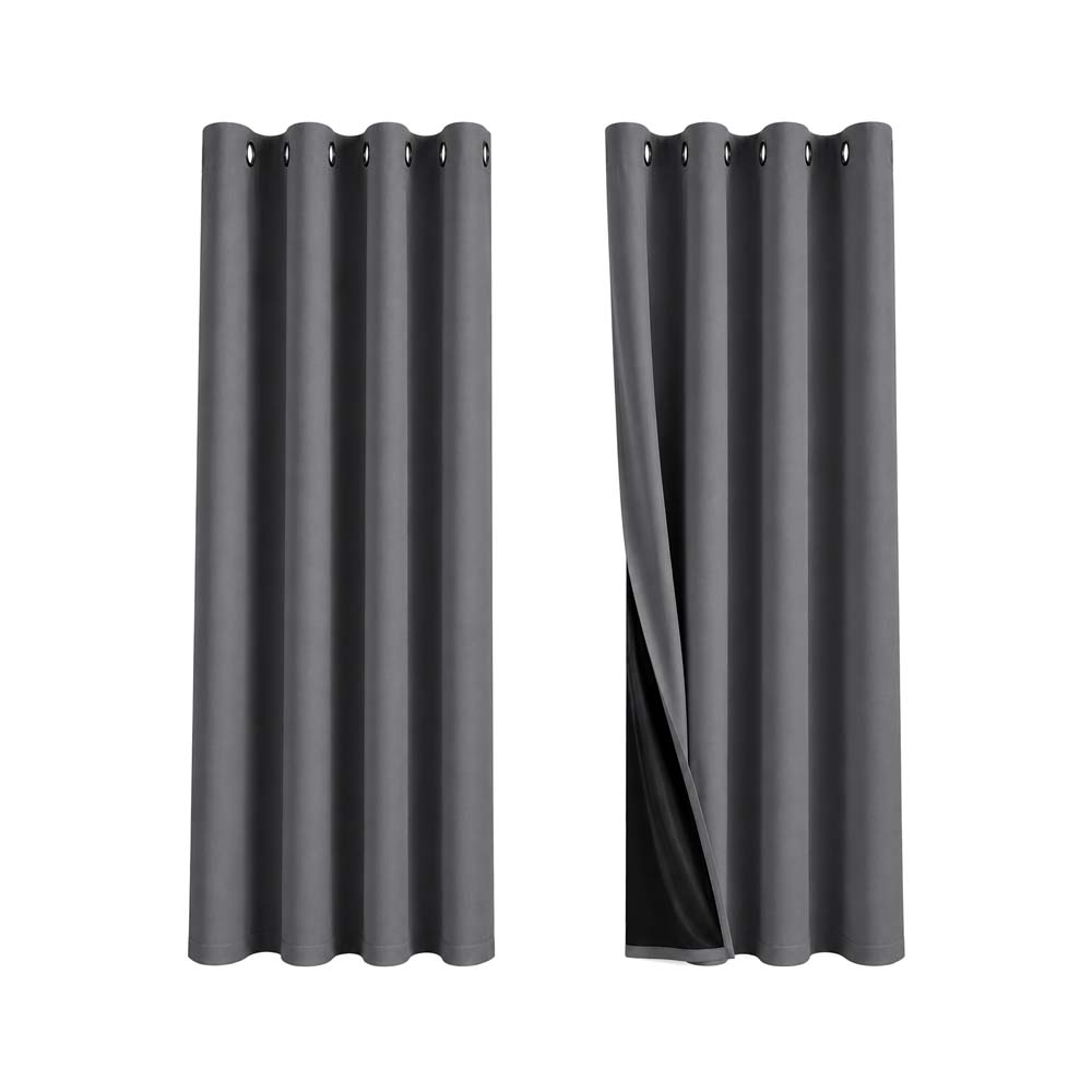 Cortinas de Argollas Tapa Sol Color Gris Fuerte (132x229cm)