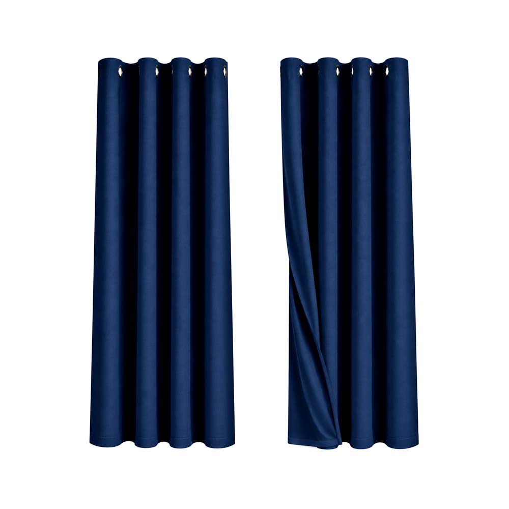 Cortinas de Argollas Tapa Sol Color Azul Fuerte (132x229cm)