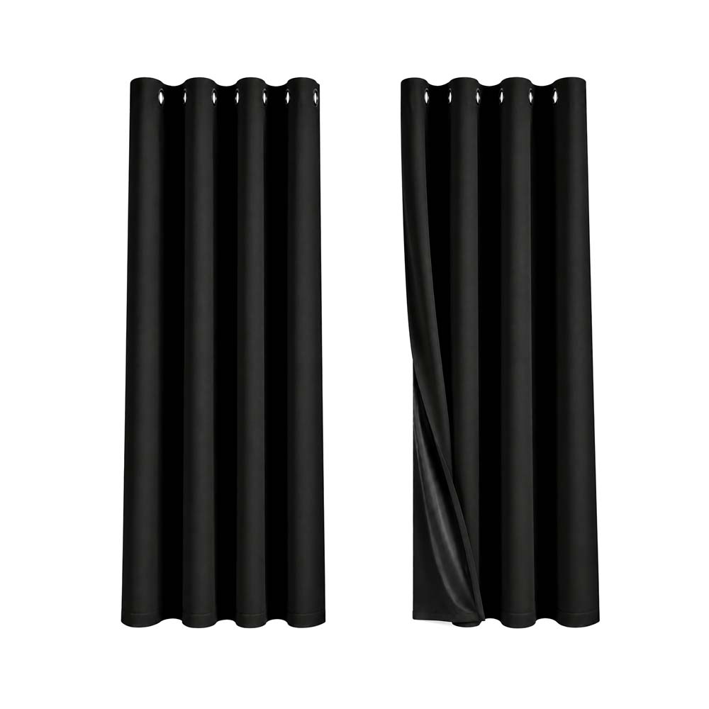Cortinas de Argollas Tapa Sol Color Negro (132x160cm)
