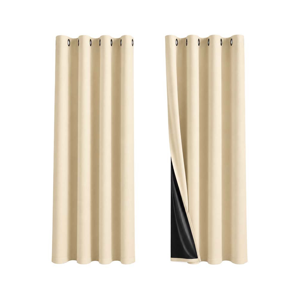 Cortinas de Argollas Tapa Sol Color Beich (132x213cm)