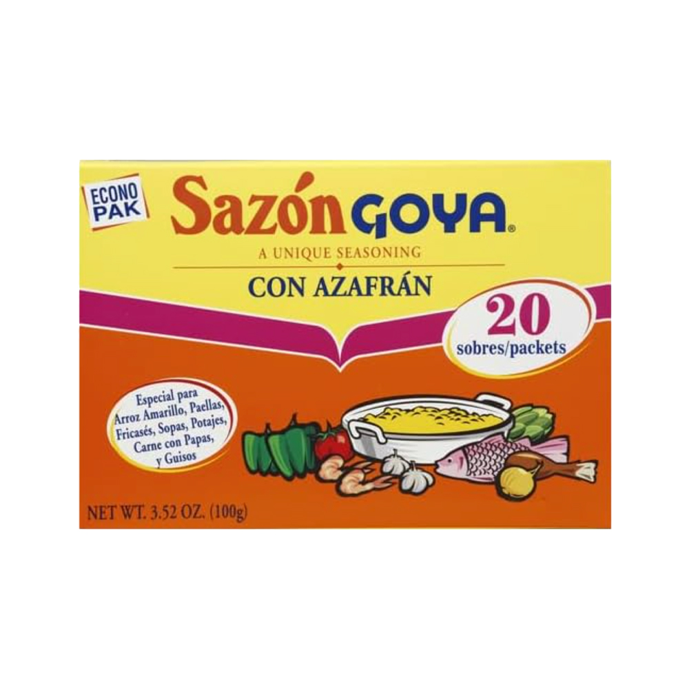 Sazón con azafrán Goya Econopack (20 sobres / 100 g / 3.52 oz)