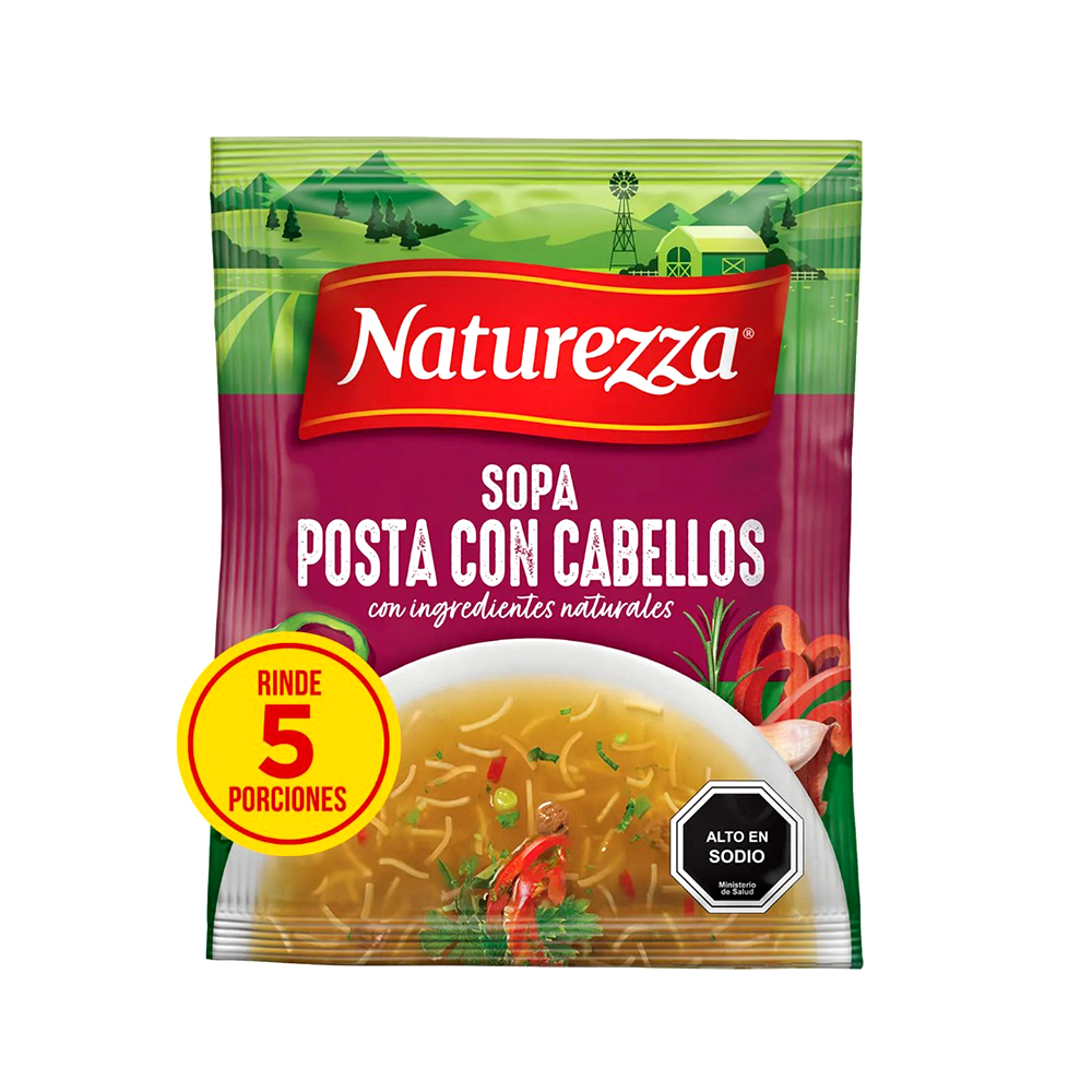 Sopa en polvo sabor posta (carne) con cabellos Naturezza (55g)