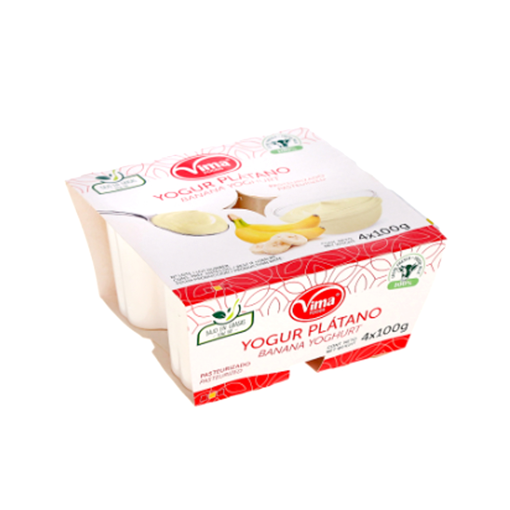 Yogur Sabor Plátano Vima (4X100g)